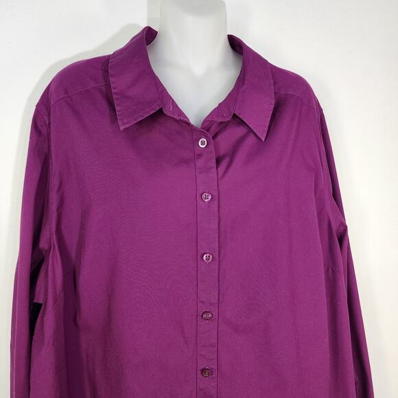Foxcroft Lane Bryant Shirt Women Size 22 Wrinkle Free Stretch Button Long Sleeve - Picture 3 of 9
